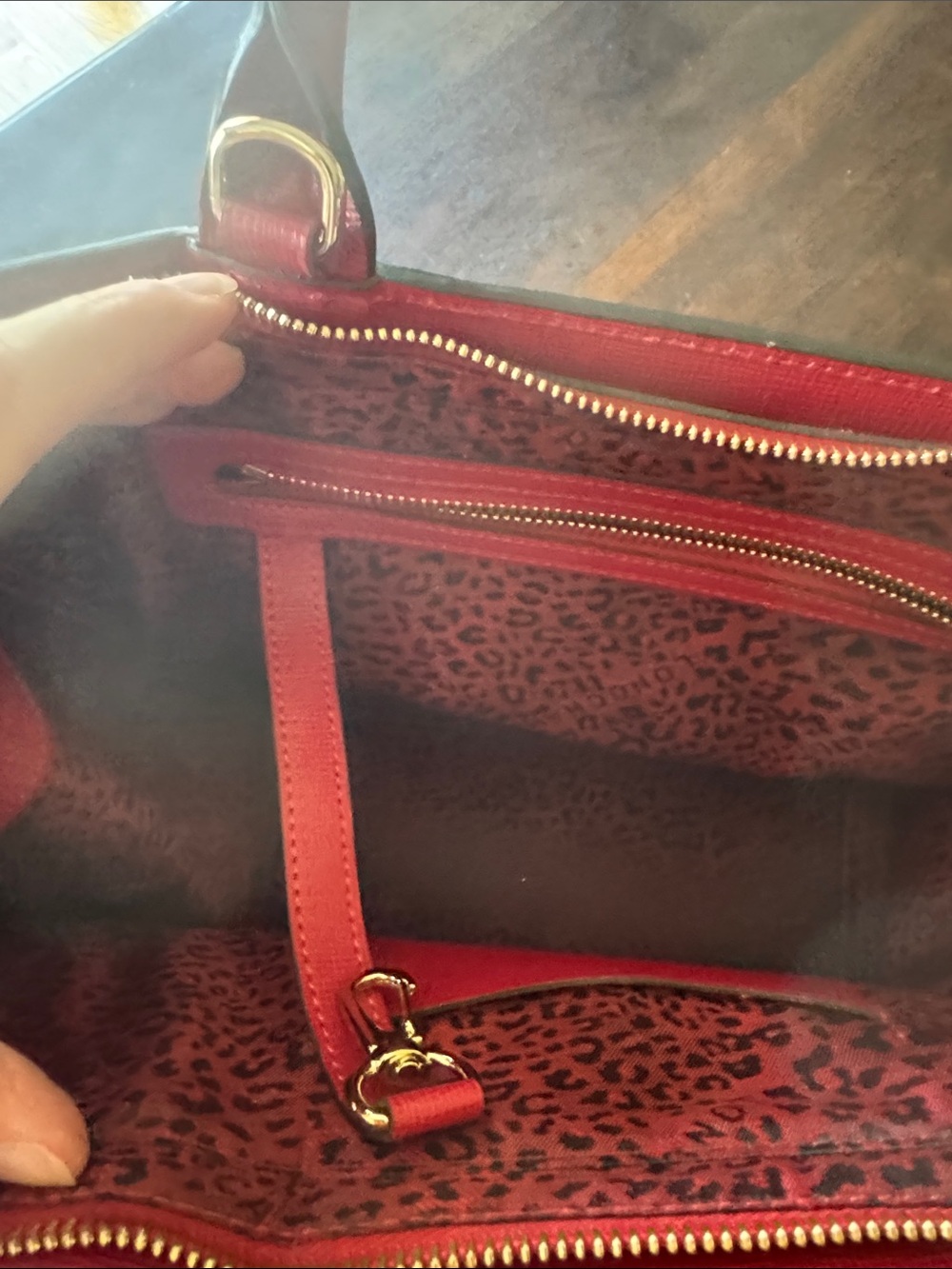 Longchamp Red Leather Satchel Tote with Detachable Strap - Picture 5 of 10
